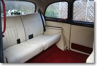 Interior of London Taxi Cab for wedding car hire in Essex